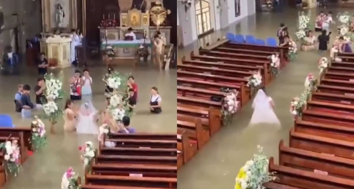 Se casaron dentro de una iglesia inundada en Filipinas