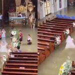 Se casaron dentro de una iglesia inundada en Filipinas