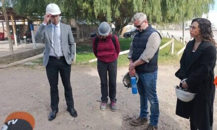 Tensión en una planta de Chimbas durante la inspección0 por el de por las cenizas mineras