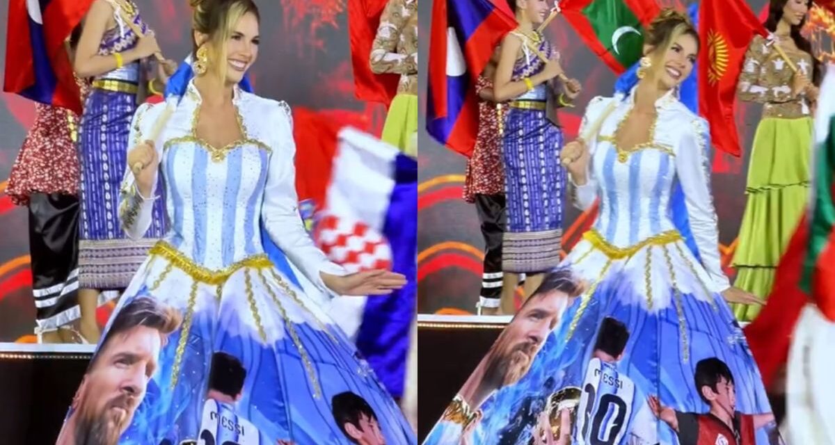 El vestido de Alina Luz Akselrad, la candidata argentina a Miss Mundo que sorprendió con un homenaje a Lionel Messi