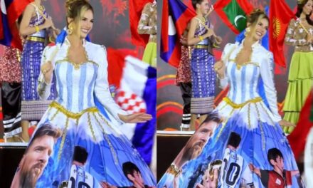 El vestido de Alina Luz Akselrad, la candidata argentina a Miss Mundo que sorprendió con un homenaje a Lionel Messi