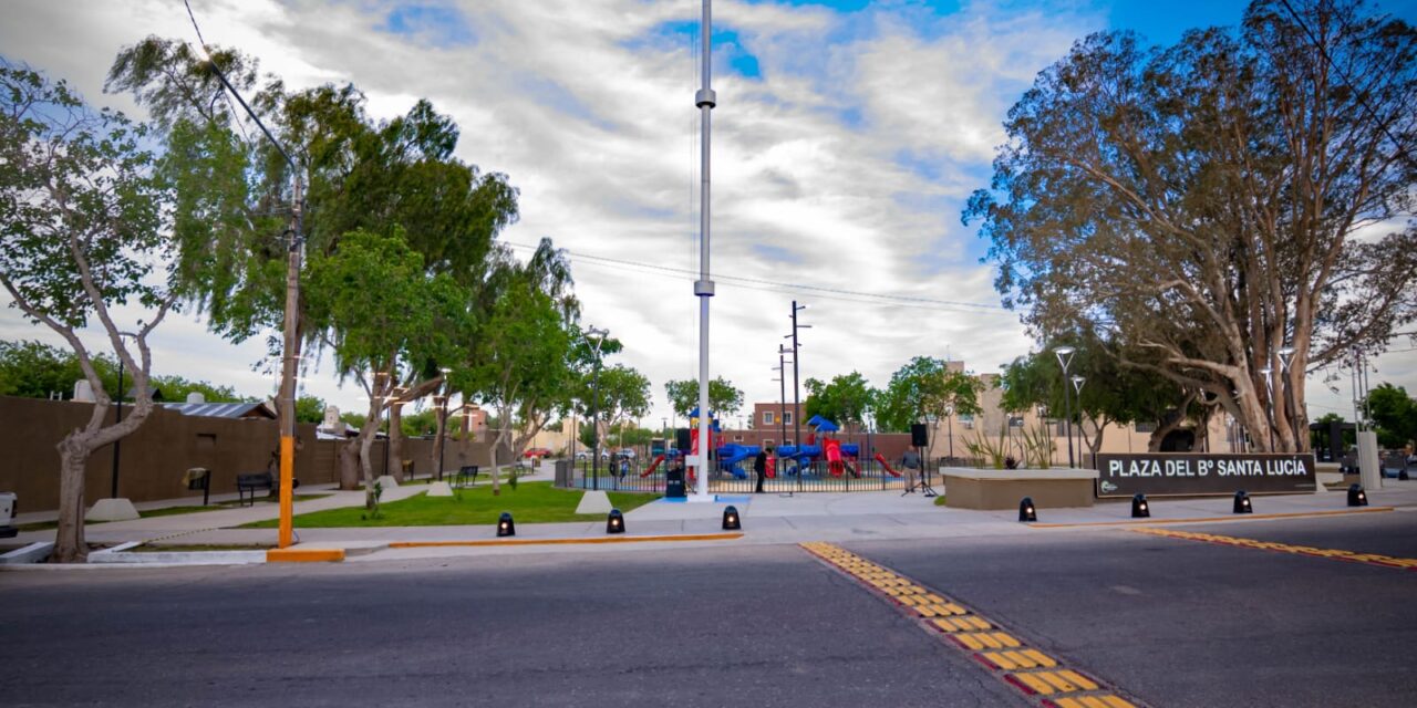 Santa Lucía inauguró una plaza renovada con juegos, iluminación LED y espacios recreativos