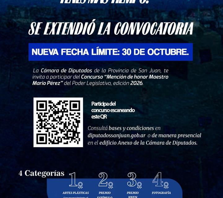Se extiende la convocatoria al Concurso “Maestro Mario Pérez”